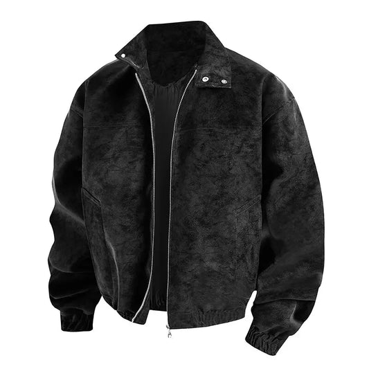 American Vintage PU Leather Jackets Men Casual Loose